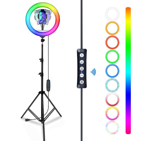 

flash heads led ring lights rgb 8 10inch dimmable selfie light with stand without tripod pography lamp phone studio desktop