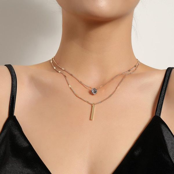 

pendant necklaces vintage boho multilayer choker crystal geometric chain necklace for women gold silver color collar fashion jewelry gift