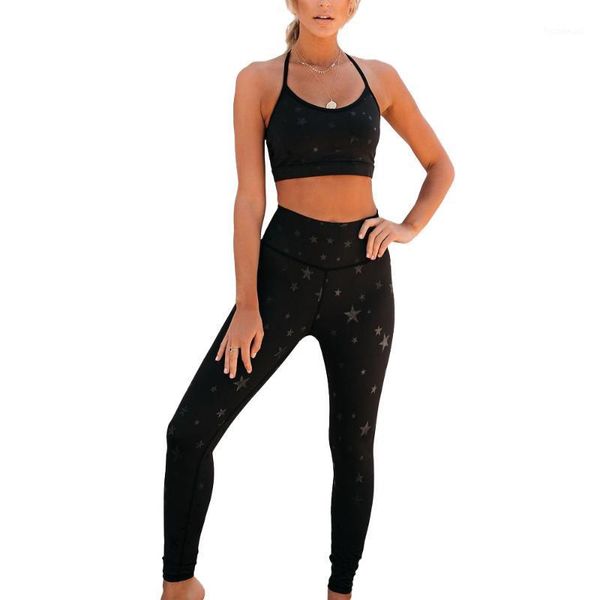 

yoga outfit star print backless suit for fitness wear women sportswear workout clothes gym leggings set sport woman active