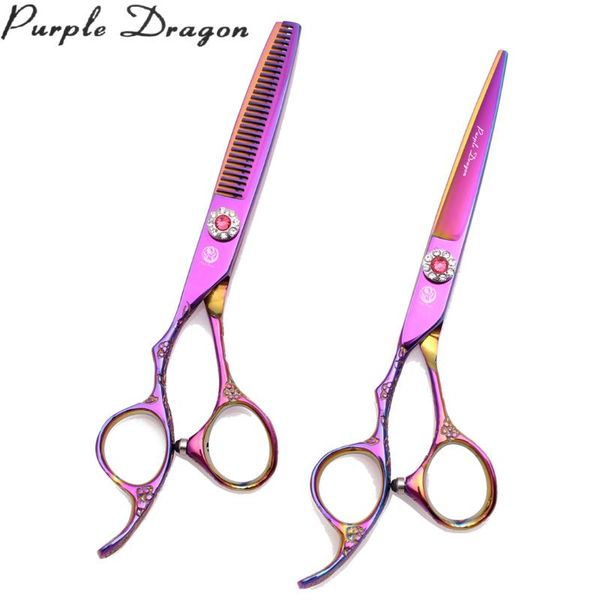

hair scissors left hand 5.5" purple dragon japan 440c 8002# thinning haircut professional cutting shears