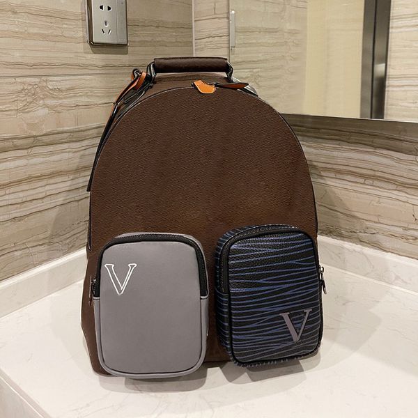 

2021 men women backpack style multipocket solid bag letter priting bag fashion design big capacity mens contrast color sactchel bags 2 color