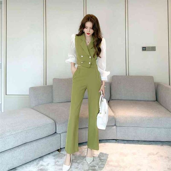 

fashion suit women autumn clothes women's korean professional temperament two-piece 210603, White
