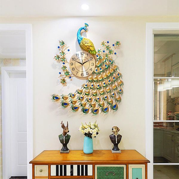 

wall clocks watch clock living room chinese style household dining decoration creativity peacock porch quartz