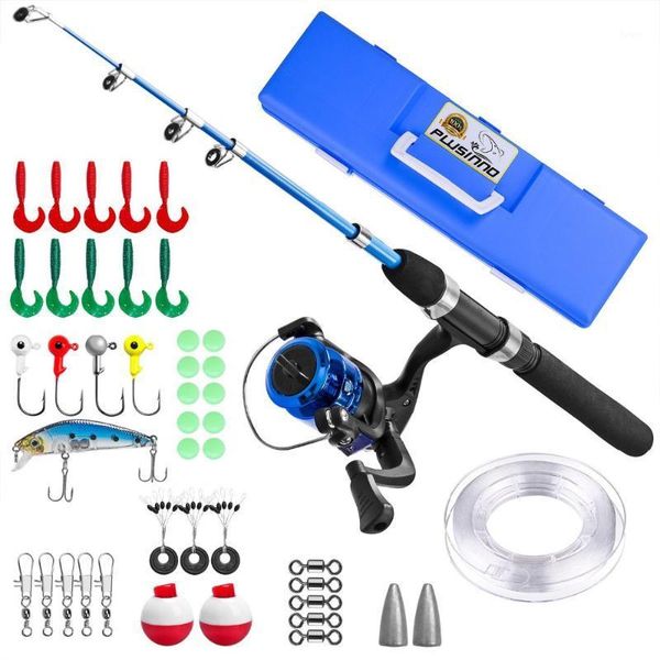 

kids fishing pole,light and portable rod reel combos for youth by plusinno boat rods