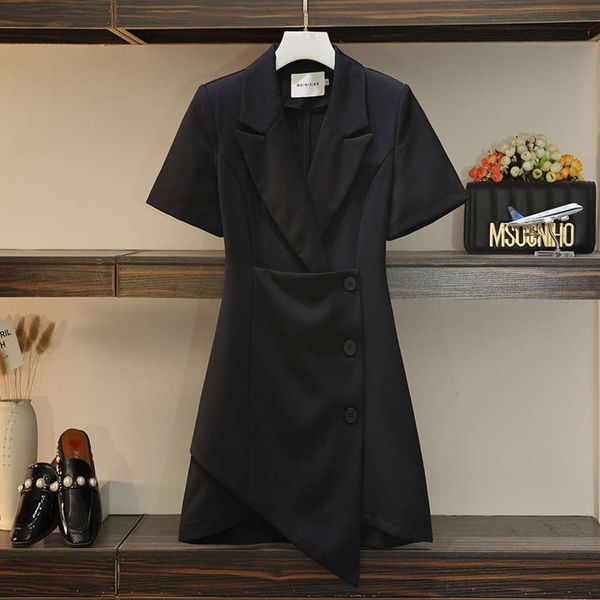 

casual dresses dress large size women's fat sister summer foreign belly covering suit skirt french style slim design p6i5, Black;gray