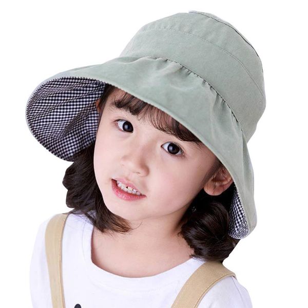 

wide brim hats girls double-sided sun caps outdoor breathable cap non-glare all-day anti uv summer must have accessory, Blue;gray
