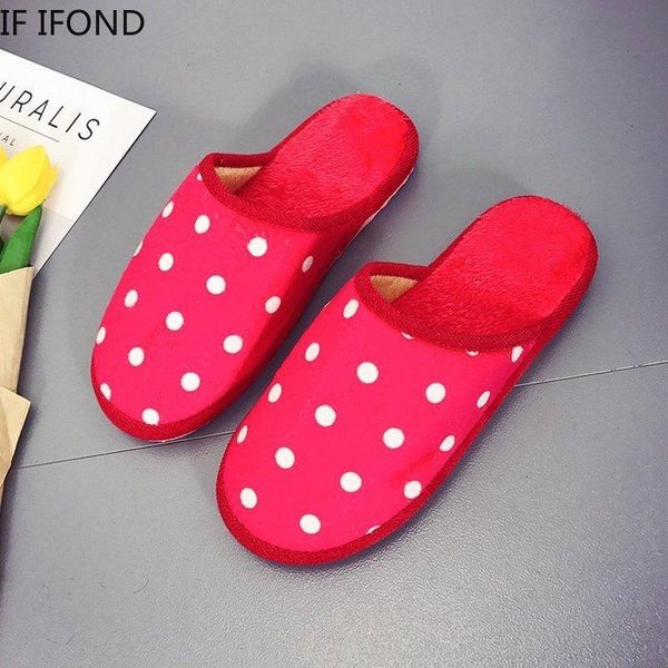

polka dot soft bottom house slippers cotton warm shoes women indoor floor non-slip for bedroom, Black