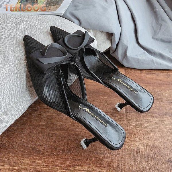 

slippers summer women shoes slides ladies high heels woman dress flip flops fashion pointed toe l0661, Black