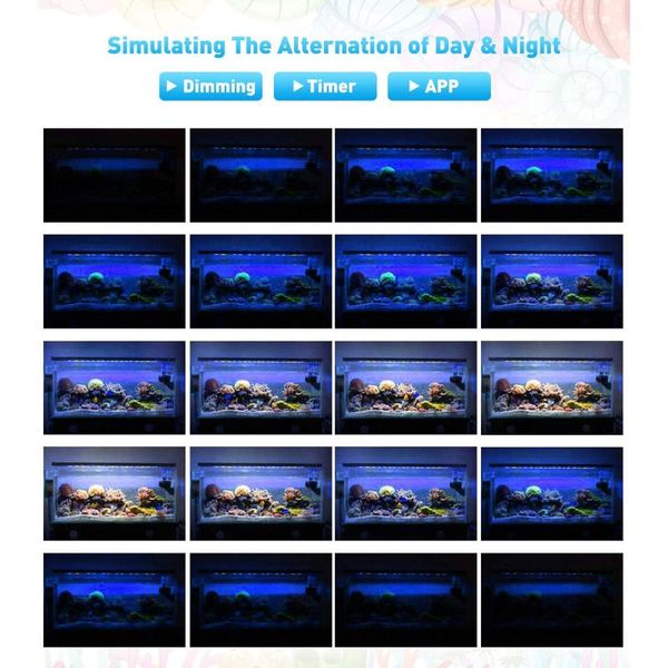

aquarium light full spectrum dimmable lighting lamp for fish tank freshwater & saltwater fas6 decorations