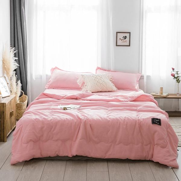 

fashion lightweight summer quilt solid color skin-friendly air-conditioning home sleeping cover blanket comforters & sets