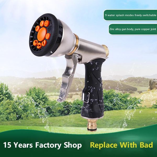 

water gun & snow foam lance 9 pattern dial metal brass spray nozzle heavy duty hose garden car wash watering sprinkler pipe