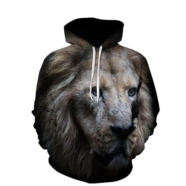 

men's hoodies & sweatshirts animal printed lion anime 3d hooded men/women street oversized 6xl harajuku male long sleeve clothing, Black