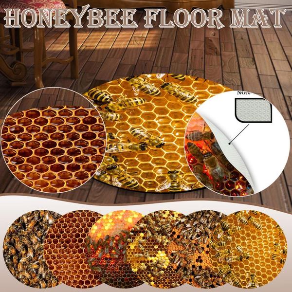 

carpets fashion personality honeycomb carpet yoga mat round bee printing floor fft