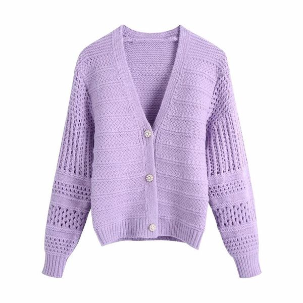 

women's knits & tees women spring autumn knitted butto decorati loose knit sweater coat retro solid color v neck cardigan top, White