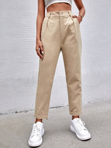 

solid straight leg pants e0hk#, Black;white