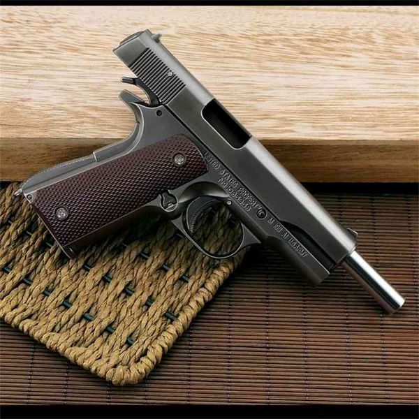 

6587alloy 1:2.05 shell throwing colt m1911 large gun model metal simulation toy hand grab can not be fired
