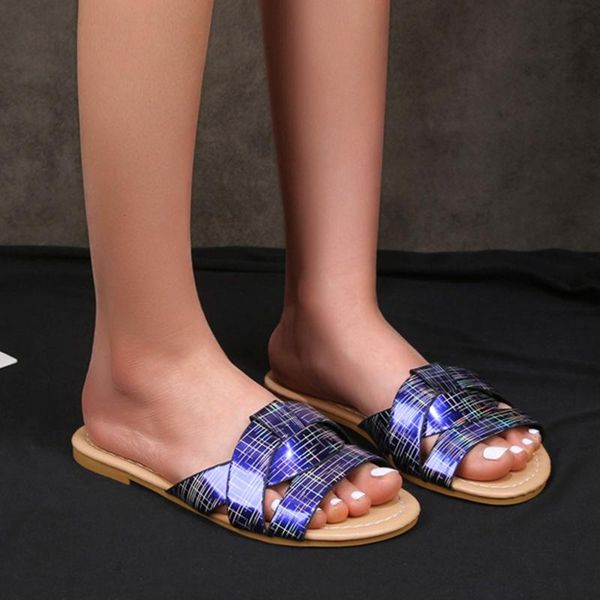 

slippers summer flat mixcolor bottom casual fashion one line for women round toe slip-on daily women's beach sandals, Black