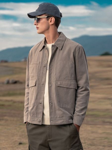 

men flap pocket button front jacket z3yo#, Black;brown