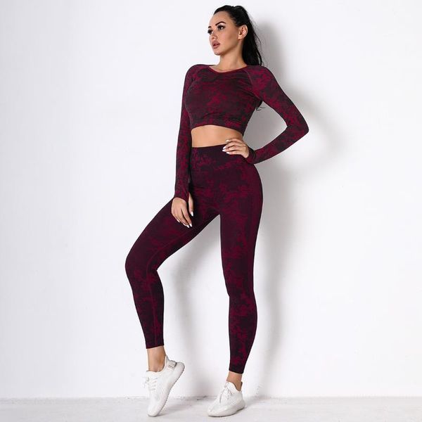 

yoga outfit set women seamless training sports long sleeve gym push up high waist leggings fitness outdoor clothes workout suit