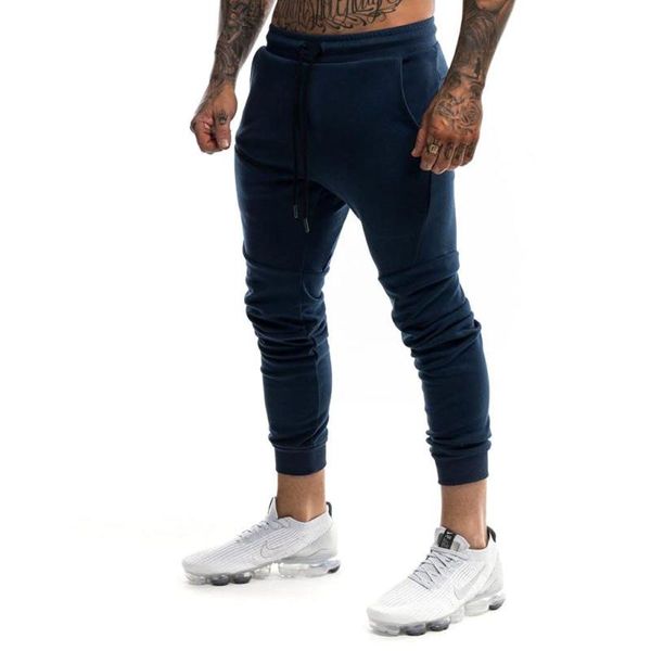 

fashion autumn and winter muscle brothers casual sports trousers men's fitness tights elastic basketball pants men, Black