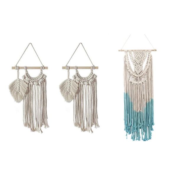 

tapestries 3 pcs macrame wall hanging home decoration accessories hand-woven tapestry, 1 45 x 109cm & 2 50x20cm