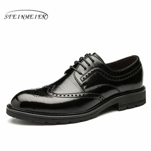 

dress shoes genuine cow leather brogue business wedding men casual flats vintage sneaker oxford black red 2021 spring