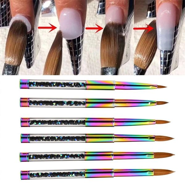 

nail brushes kolinsky sable hair drawing builder uv gel carving pen acrylic powder brsuh, Yellow