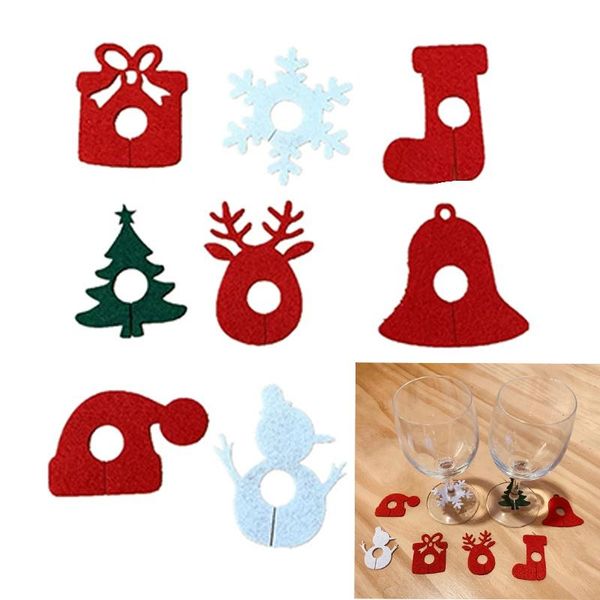 

christmas decorations 6-piece set tree wine glass decoration snowflake deer party felt cup ring table