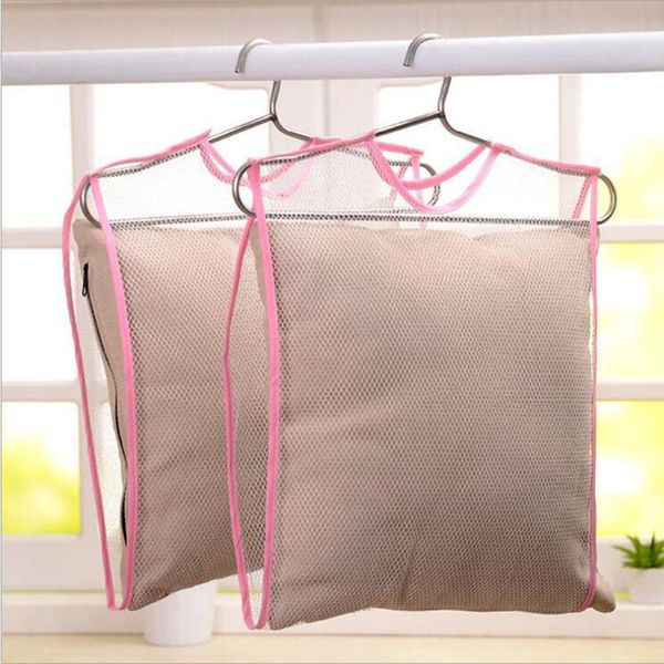 

laundry bags 2pcs net mesh bag drying pillow hanger rack multifunction