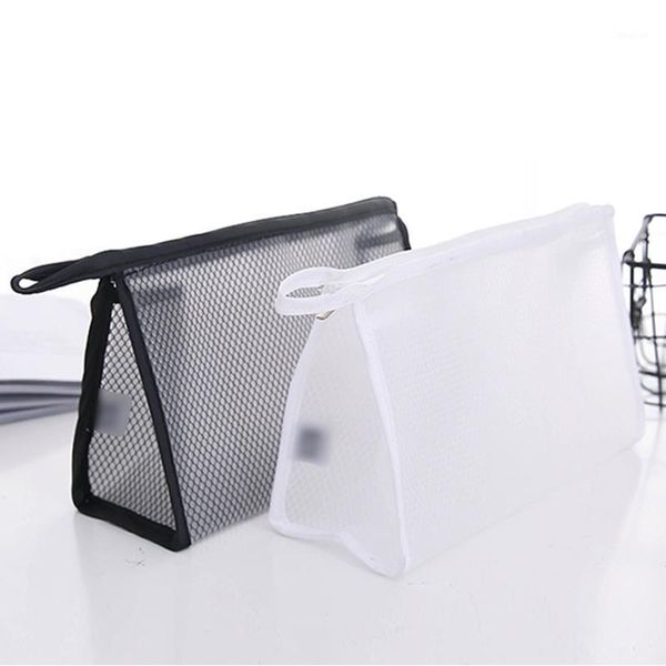 

storage bottles & jars solid color toilet pouch waterproof cosmetic bag large capacity half clear bathroom accessories portable toiletry