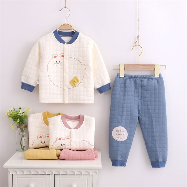 

baby warm underwear set with cotton boneless technology in autumn and winter, Blue;red