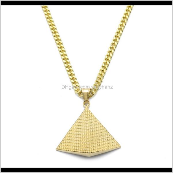 

necklaces & pendants drop delivery 2021 egyptian pyramid pendant charm gold plated 316l stainless steel necklace chain women/men egypt jewel, Silver