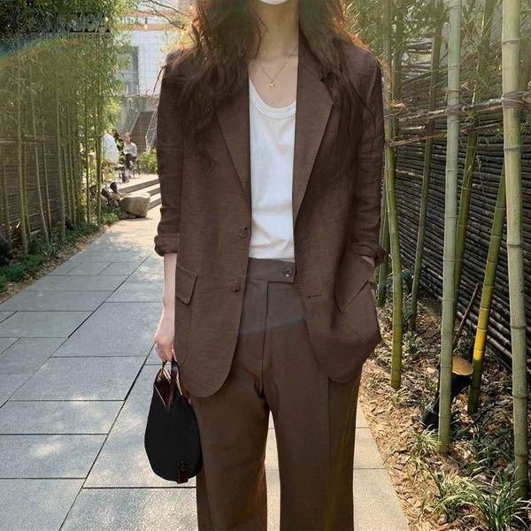 

women's suits & blazers stylish blazer spring solid long sleeve single button outwears zanzea 2021 women coats female casual work offic, White;black
