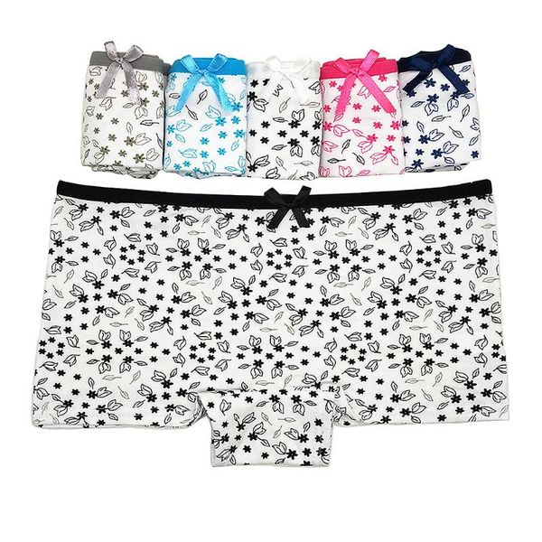 

women's panties lobbpaja 6pcs/lot cotton underwear women girls shorts boxers briefs ladies cute floral boyshorts knickers  l xl lp332, Black;pink