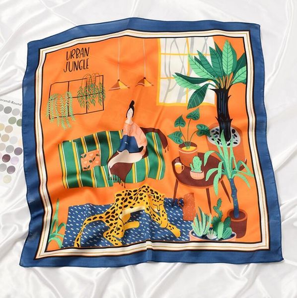 

scarves 2021 sweet hearts striped print square scarf women bandana hairband lady head wraps female shawl fashion neckerchief, Blue;gray