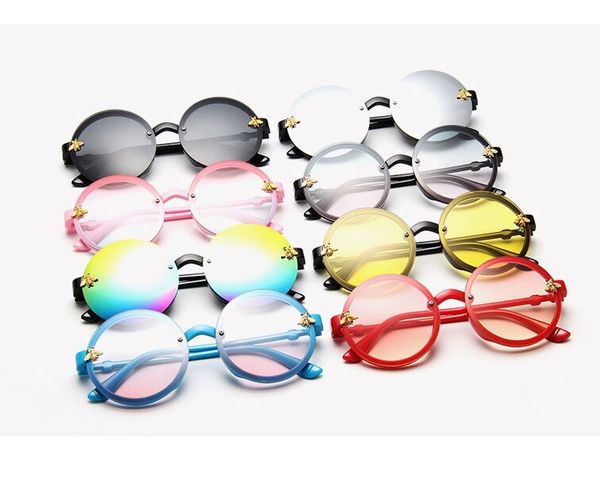 Маленькая пчела дети солнцезащитные очки для детей девочек мальчики мода маленькая круглая рамка солнцезное стекло милые пластиковые детские очки окуло