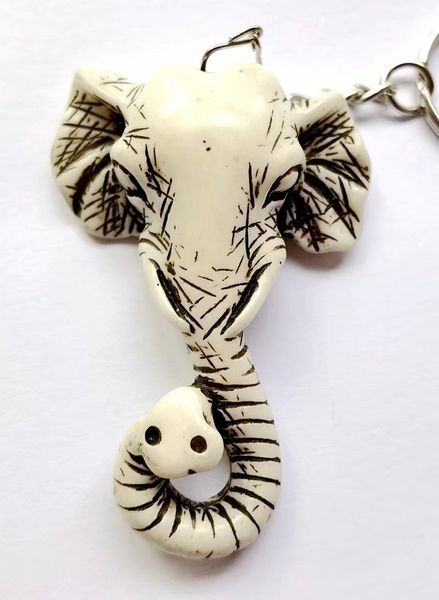 

12 pcs fashion punk jewelry mens keychain biker elephant long nose totem key ring, Slivery;golden