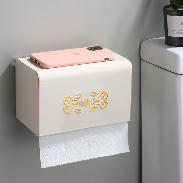 Portarotolo in alluminio spaziale Porta fazzoletti in oro bianco nero Toilette da bagno Scatola di carta rettangolare intagliata impermeabile