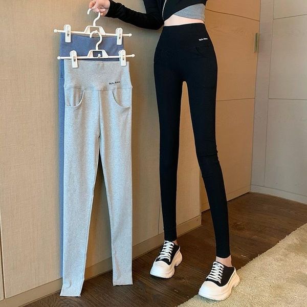 

women's pants & capris 2021 autumn and winter slimming slim-fit ultra-high waist letter printed leggings stretch all-matching can be wo, Black;white