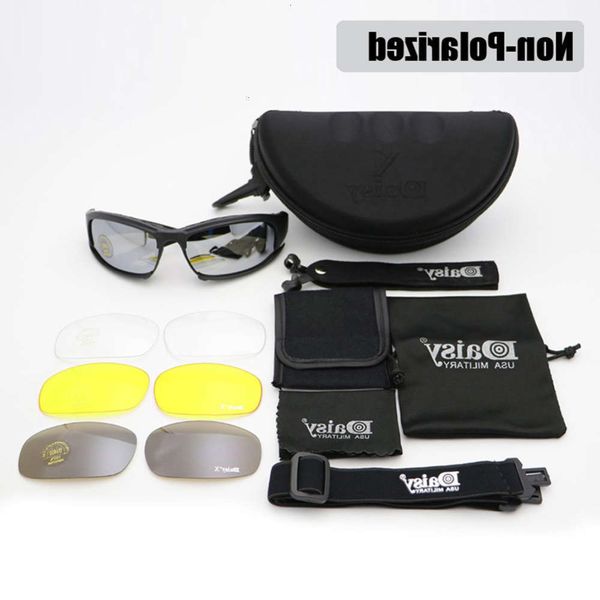 

daisy x7 military goggles bullet-proof army polarized sunglasses 4 lens hunting shooting airsoft eyewear y200619, Black