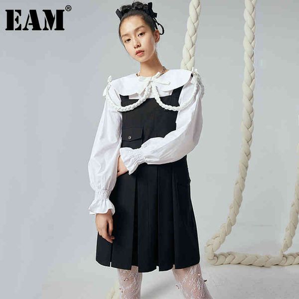 

[eam] women black pleated pocket asymmetrical dress slash neck sleeveless loose fit fashion spring summer 1dd6221 21512, Black;gray