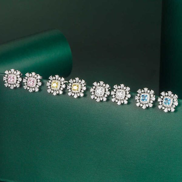 

flash diamond pink yellow white zircon earrings women fashion color treasure earrings earrings, Golden;silver