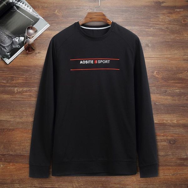 

spring and autumn fattening plus size men's long sleeve t-shirt fat relaxed round neck pullover jackets, Black;brown