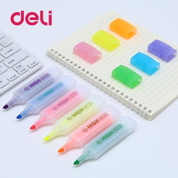 Reforçadores Deli Marcador de Arte Single 6 Color Highlighter Acrílico Álcool Sketch Markers Caneta para Artista Desenho Manga Design Scribble