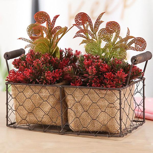 

storage baskets portable wrought iron basket linen flower cloth waterproof