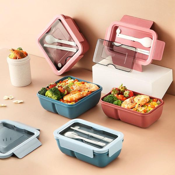 

dinnerware sets square wheat straw environmental protection lunch box microwave oven bento preservation soup pot storage container