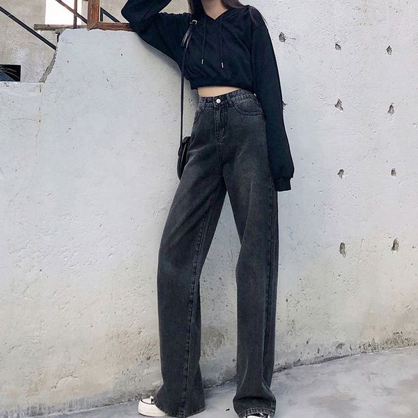 

women's jeans slpbextremely female trousers, long vintage, high waist, wide, harajuku style , y2k rkcb, Blue