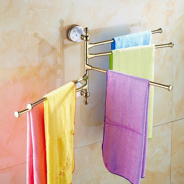 

towel racks 4 movable brass golden rotate holder hangers wall mount bar bathroom accessories