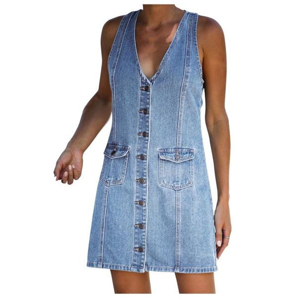 

casual dresses sagace for women 2021 fashion simple summer sleeveless slim denim mini jeans dress vestidos de mujer robe femme, Black;gray