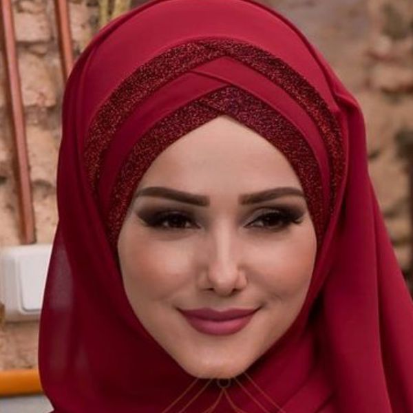 

2020 new sequins glitter forehead cross muslim hijab scarf ready to wear turban hijabs islamic women headscarf female head wraps, Blue;gray